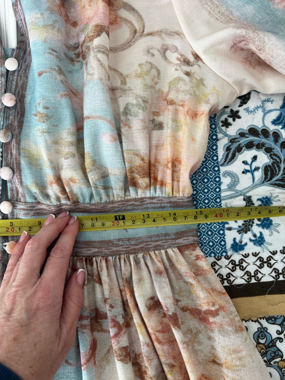 Zimmermann Pastel Floral Button-Front Maxi Dress in Blue and Cream - Picture 11 of 11